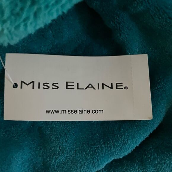 Miss Elaine Soft Cozy Teal Front Zip Long Fleece Rope Size Medium New with Tags - Picture 7 of 9